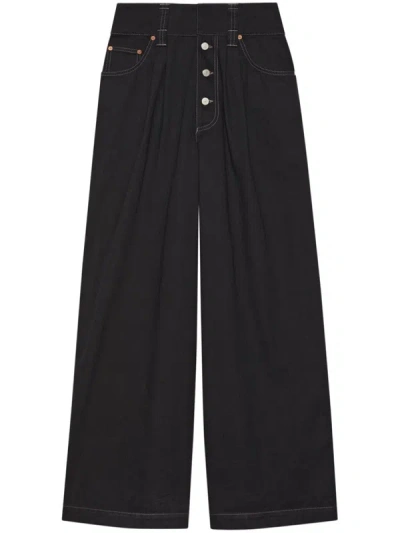 Gucci Logo-tag Wide-leg Jeans In Black