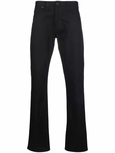 Emporio Armani Logo Patch Straight Leg Trousers In Black