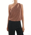 Krisa Tie One Shoulder Tank In Copper In Multi