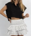 Fashion District La Logan Button Collared Tank In Black In Black