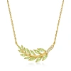 Ross-simons Peridot Leaf Necklace With Diamond Accents In 18kt Gold Over Sterling In Green