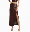 ALICE AND OLIVIA SIOBHAN VEGAN LEATHER SKIRT IN TOFFEE