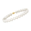 Ross-simons 6-7mm Cultured Pearl Bracelet With 14kt Yellow Gold Magnetic Clasp In Silver