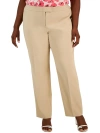 Shop Anne Klein Plus Womens High Rise Khaki Straight Leg Pants In Multi