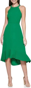 Kensie Pleated Midi Dress In Multi