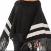 Vecceli Studded Fringe Cape In Black In Black