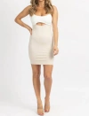 FORE COLORBLOCK MINI DRESS IN WHITE + OATMEAL