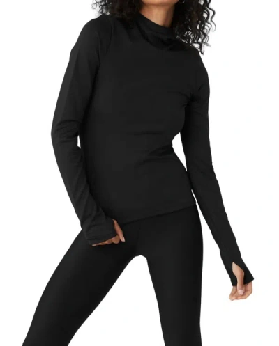 Alo Yoga Airlift Hooded Stretch-jersey Sweatshirt In Black