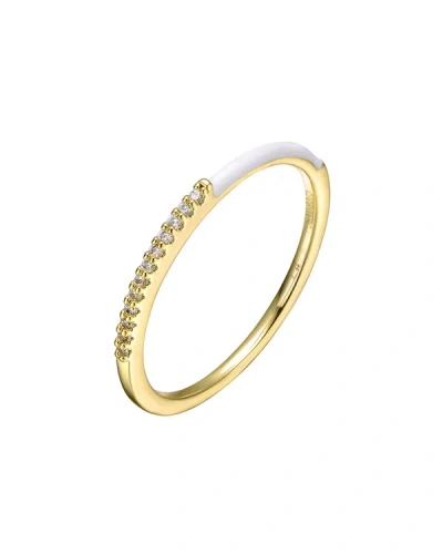Rachel Glauber 14k Plated Cz Stackable Ring In Silver