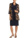 R & M Richards Plus Womens Chiffon Jacket Two Piece Dress In Blue