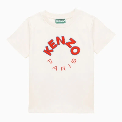 Kenzo Kids Teen Ivory Cotton T-shirt In White