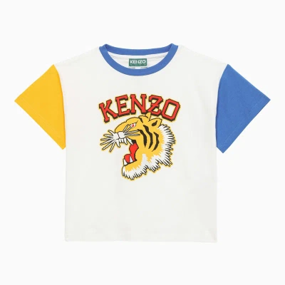 Kenzo Kids' Logo-print Organic Cotton T-shirt In Ivory