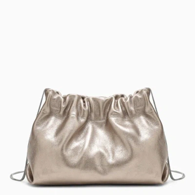 Brunello Cucinelli Soft Pearl Coloured Leather Bag In Silver