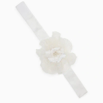Dolce & Gabbana Dolce&gabbana | White Choker With Silk Blend Flower