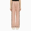 PALM ANGELS PALM ANGELS | PINK/WHITE LINEN BLEND PRINT TROUSERS