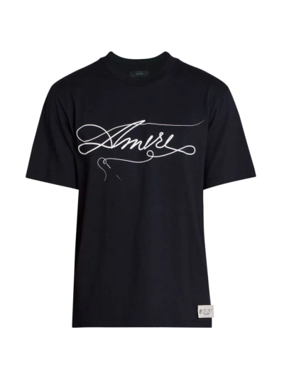 Amiri Men's Stitch Logo Short-sleeve T-shirt In Black