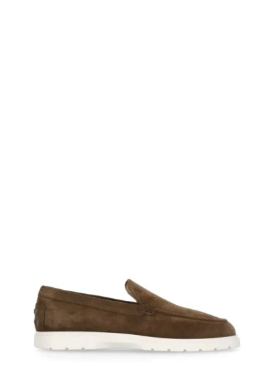Tod's Pantofola Suede Loafers In Brown