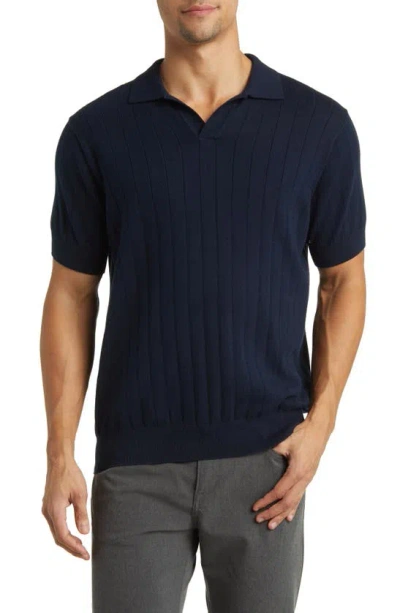 Rodd & Gunn Freys Crescent Knit Short Sleeve Polo Sweater In Midnight