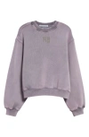 Alexander Wang T Essential Terry Crew Sweatshirt With Puff Paint Logo In Acid Pink Lavender