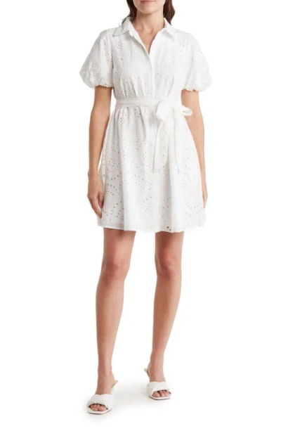 Sam Edelman High Neck Embroidered Dress In White