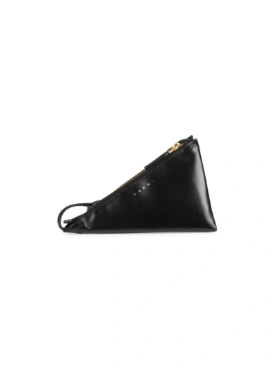 Marni Leather Prisma Triangle Bag In Black