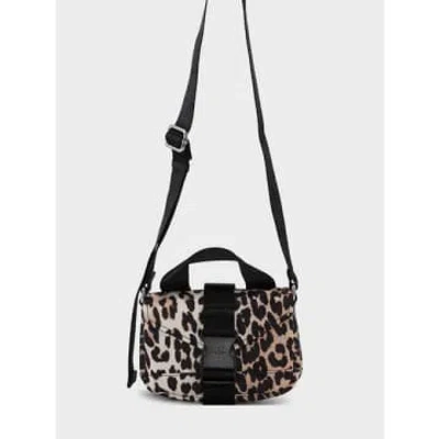 Ganni Leopard Tech Mini Satchel Bag In Animal Print
