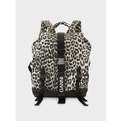 Ganni Recycled Tech Backpack Print In Animal Print