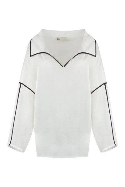 Tory Burch Linen Blouse In White