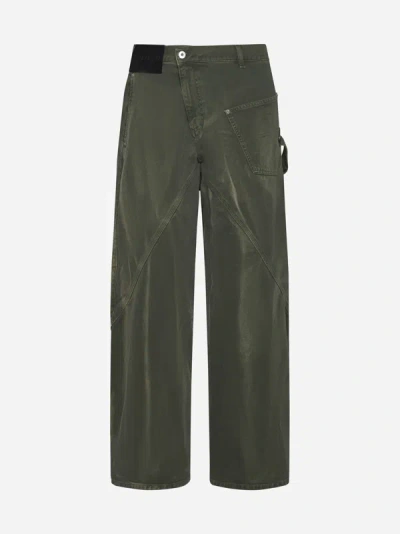 Jw Anderson Twisted Workwear Denim Jeans In Green