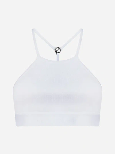Gucci Logo-plaque Jersey Crop Top In White