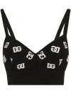 Dolce & Gabbana Dolce&gabbana Logo Monogram Bralette Crop Top In Black