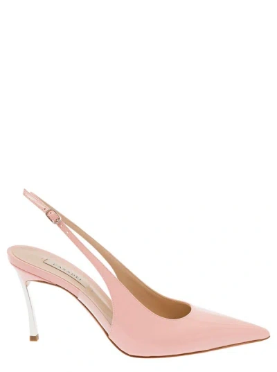 CASADEI PINK SLINGBACK PUMPS WITH BLADE HEEL IN PATENT LEATHER WOMAN