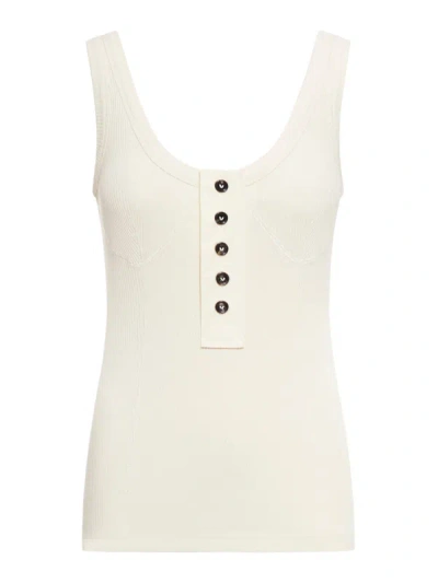 Bottega Veneta Button-embellished Ribbed Stretch-cotton Tank Top In White