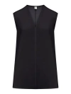 Totême Linen Blend V-necked Top In Black