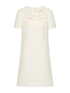 VALENTINO SHORT DRESS IN EMBROIDERED CREPE COUTURE