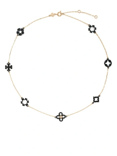 Tory Burch Kira Clover Chain-link Necklace In Gold