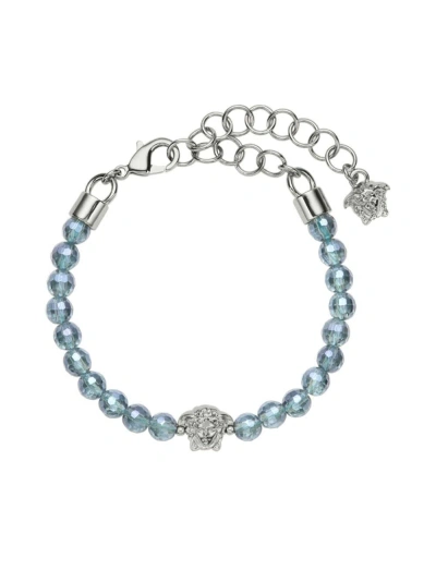 Versace Medusa Beaded Bracelet In Blue