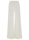 FRAME 'LE JANE' WHITE WIDE LEG JEANS WITH TONAL BUTTONS IN STRETCH COTTON DENIM WOMAN