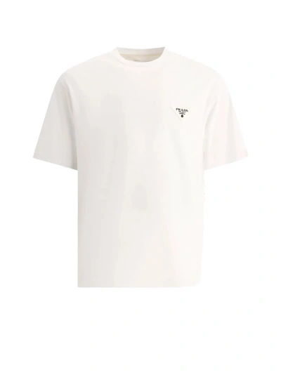 Prada Logo-plaque Cotton T-shirt In White