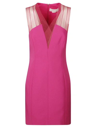 Genny V-neck Cady Minidress In Fuxia