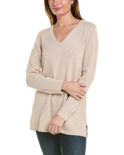 Sail To Sable V-neck Wool Tunic Sweater In Brown