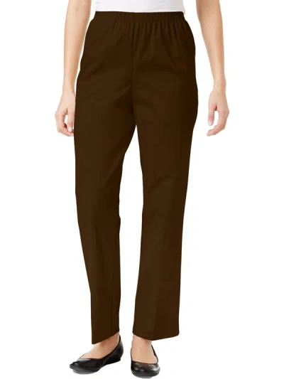 ALFRED DUNNER WOMENS TWILL HIGH RISE ANKLE PANTS