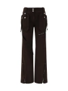 Blumarine Cotton Denim Cargo Flared Pants W/zips