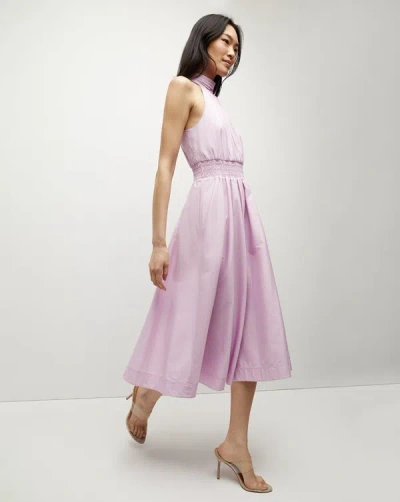Veronica Beard Kinny High-neck A-line Midi Dress In Barely Orchid