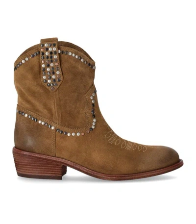 Ash Gipsy Texan Ankle Boots In Braun