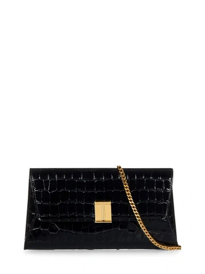 Tom Ford Nobile Leather Clutch Bag In Nero