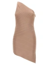 Herve Leger Asymmetric One Shoulder Mini Dress In Pink