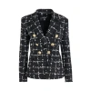 Balmain Grid Tweed Double-breasted Blazer