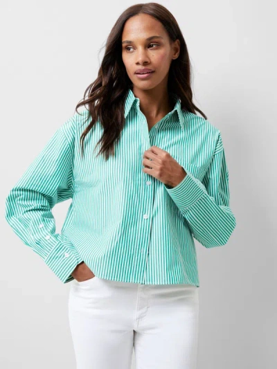 French Connection Aliyssa Stripe Shirt Jelly Bean/white In Green