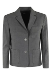 Theory Boxy Patch Pocket Blazer In Good Wool In Charcoal Melange